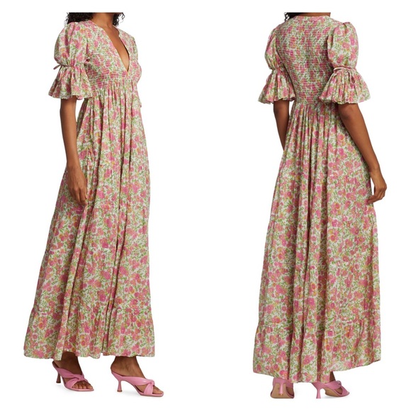 byTiMo Dresses & Skirts - byTiMo Smock Tiered Floral Cotton Maxi Dress